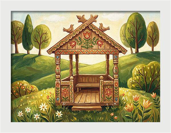 Wooden Gazebo In Nature