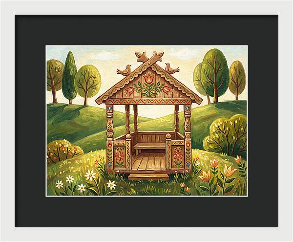 Wooden Gazebo In Nature