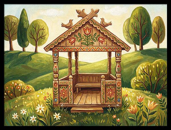 Wooden Gazebo In Nature