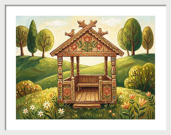 Wooden Gazebo In Nature
