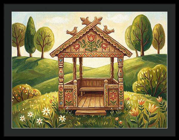 Wooden Gazebo In Nature