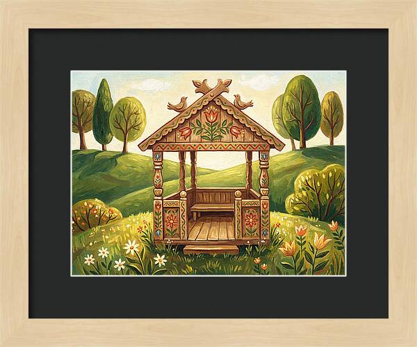 Wooden Gazebo In Nature