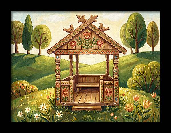 Wooden Gazebo In Nature
