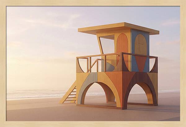 Wooden Lifeguard Stand At Dawn