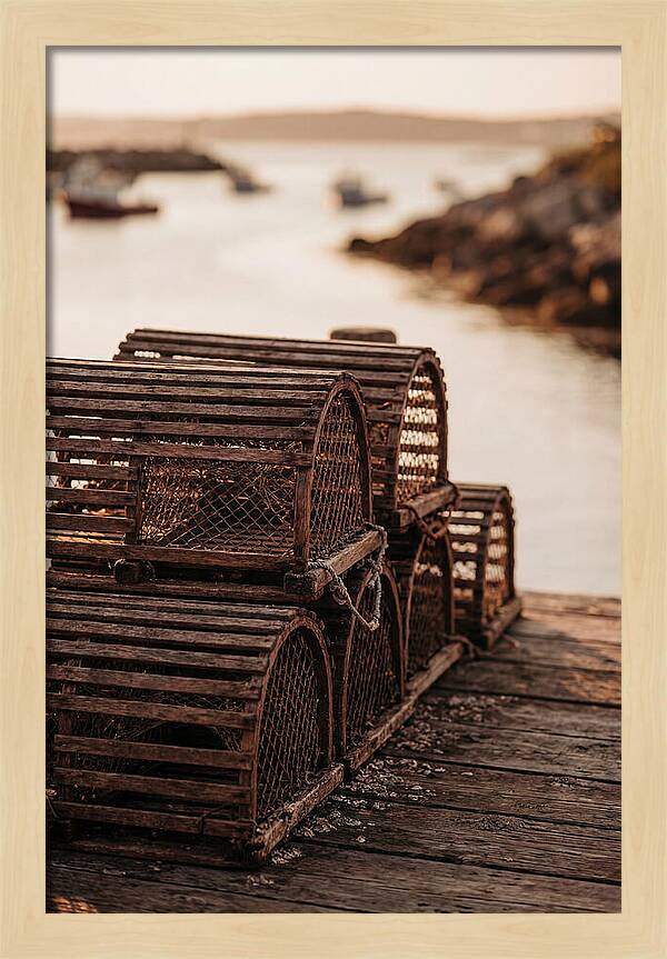 Wooden Lobster Pots At Dusk
