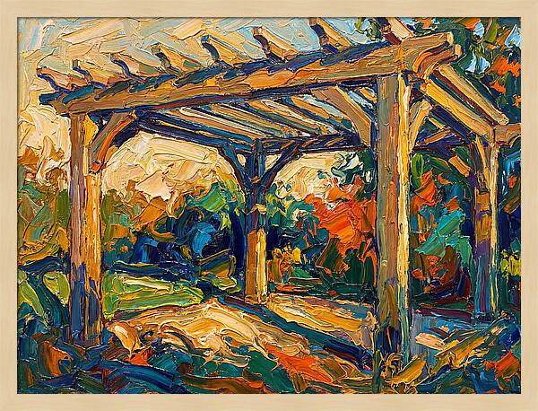 Wooden Pergola Under Sunlight