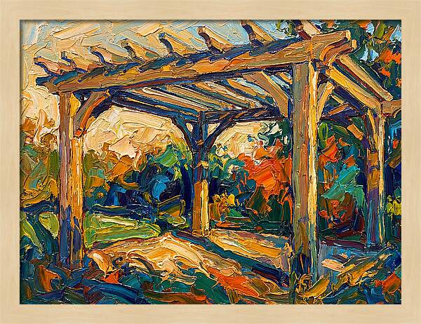 Wooden Pergola Under Sunlight