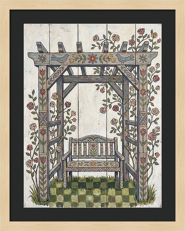 Wooden Pergola With Bench
