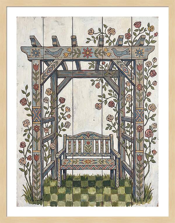 Wooden Pergola With Bench