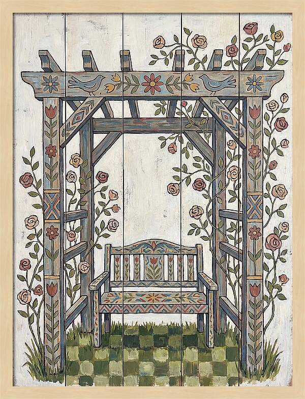 Wooden Pergola With Bench