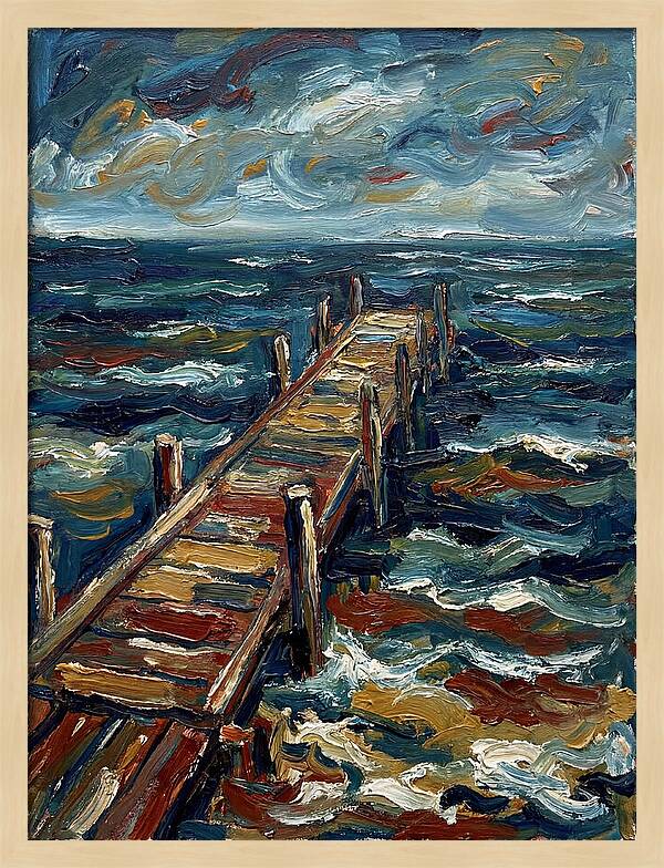 Wooden Pier Under Stormy Skies