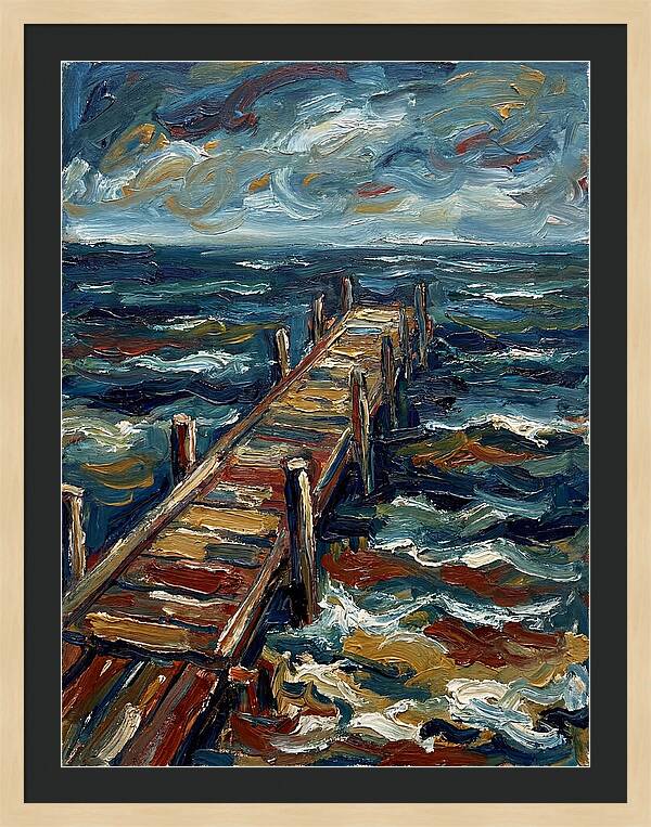Wooden Pier Under Stormy Skies