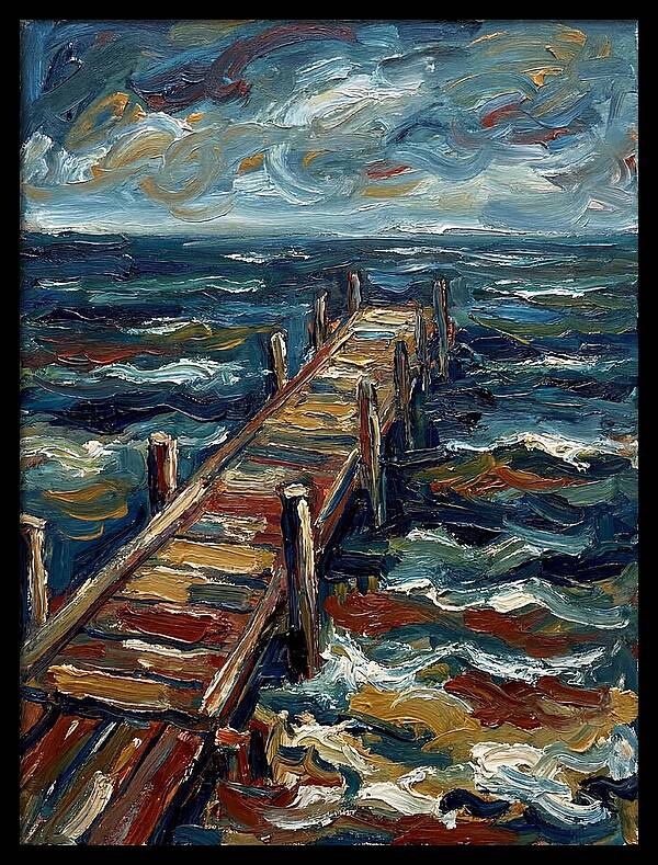 Wooden Pier Under Stormy Skies