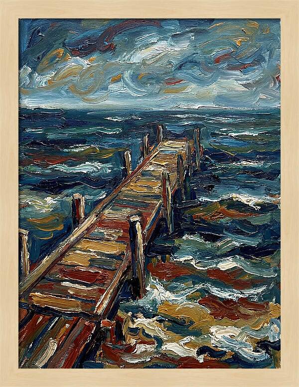 Wooden Pier Under Stormy Skies