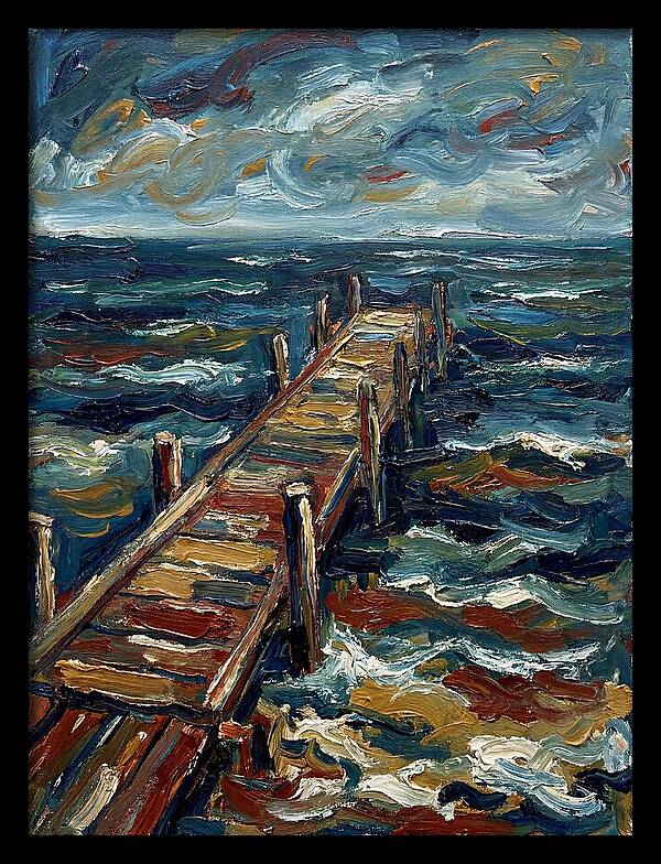 Wooden Pier Under Stormy Skies