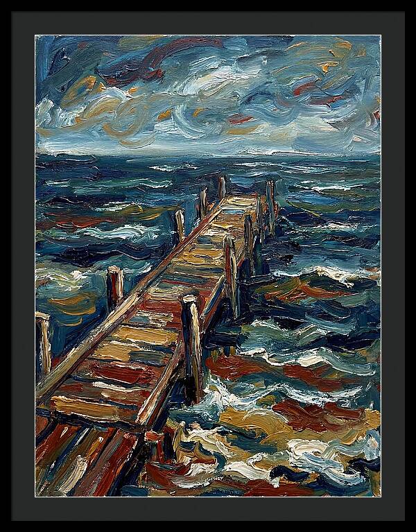 Wooden Pier Under Stormy Skies