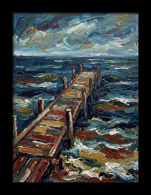 Wooden Pier Under Stormy Skies