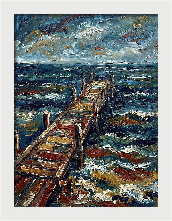 Wooden Pier Under Stormy Skies