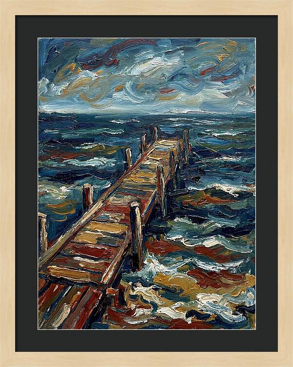 Wooden Pier Under Stormy Skies