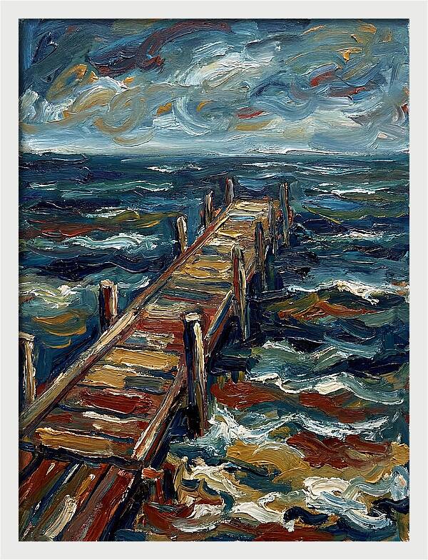 Wooden Pier Under Stormy Skies