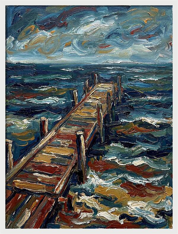 Wooden Pier Under Stormy Skies
