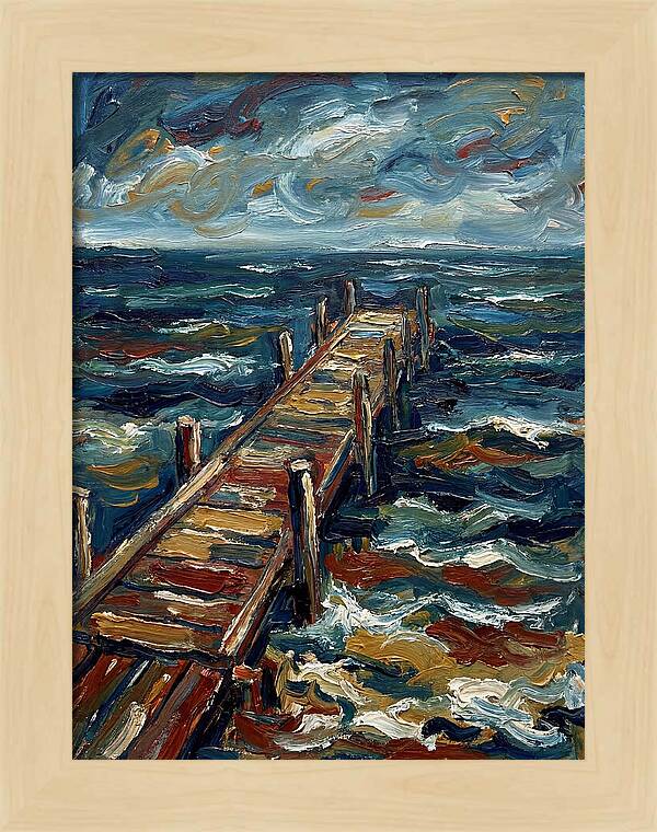 Wooden Pier Under Stormy Skies