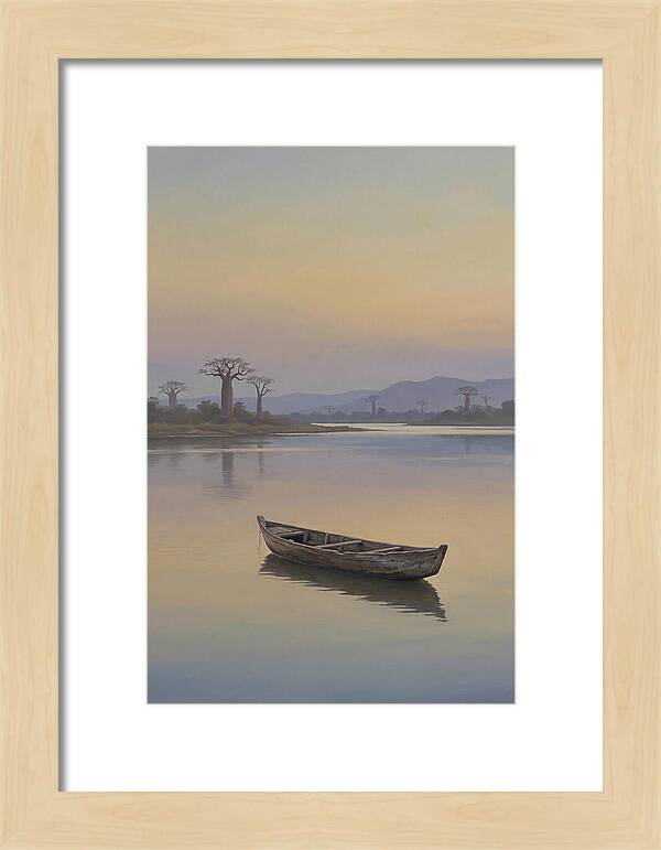 Wooden Pirogue On African River