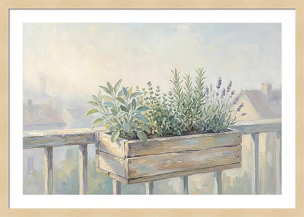Wooden Planter Box Of Herbs