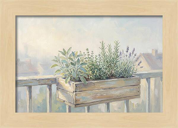 Wooden Planter Box Of Herbs