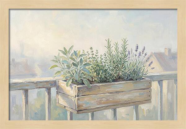 Wooden Planter Box Of Herbs