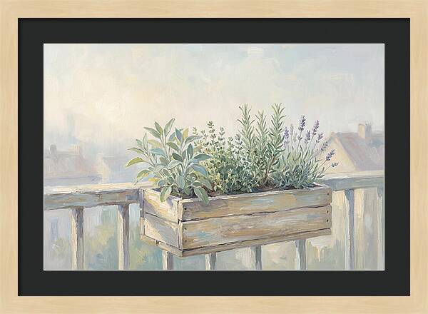Wooden Planter Box Of Herbs