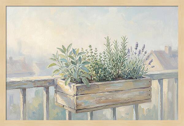 Wooden Planter Box Of Herbs
