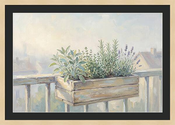 Wooden Planter Box Of Herbs