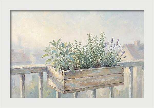 Wooden Planter Box Of Herbs
