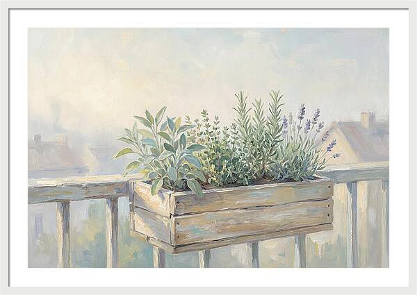 Wooden Planter Box Of Herbs
