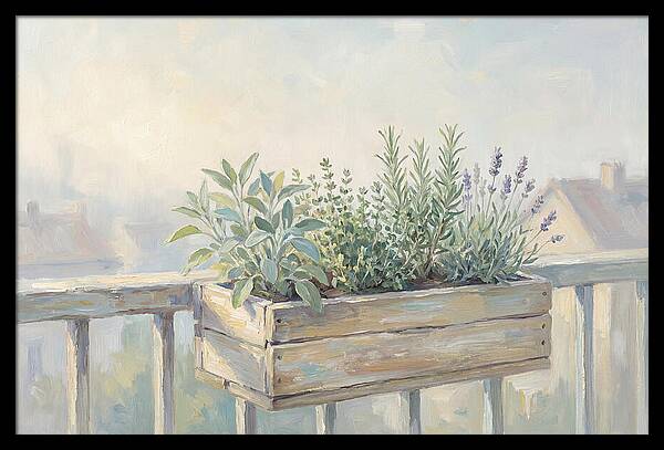 Wooden Planter Box Of Herbs