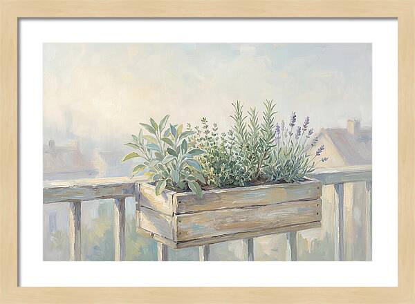 Wooden Planter Box Of Herbs