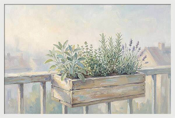 Wooden Planter Box Of Herbs