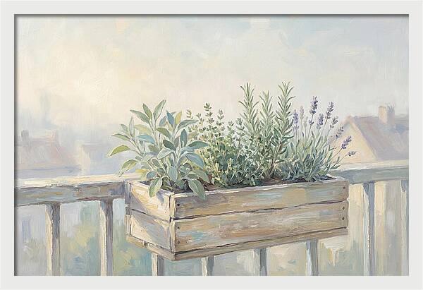 Wooden Planter Box Of Herbs