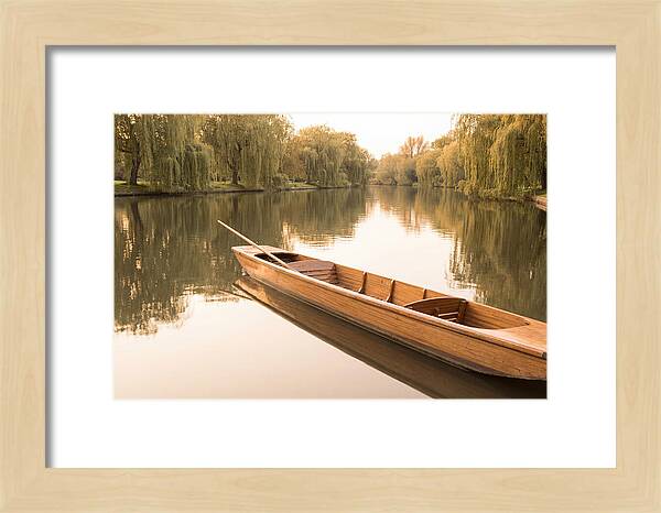 Wooden Punt On Calm River