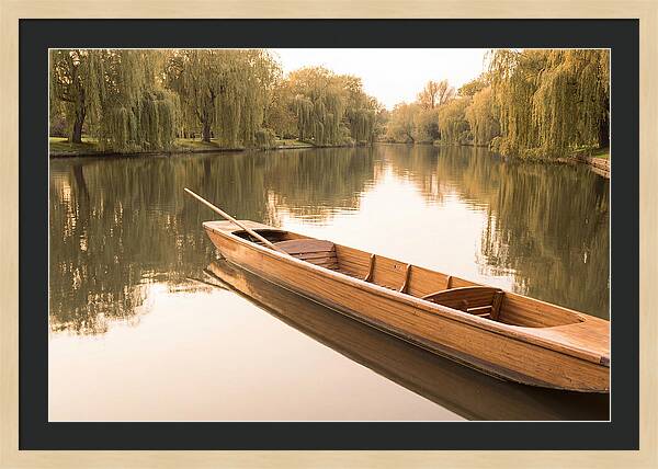 Wooden Punt On Calm River