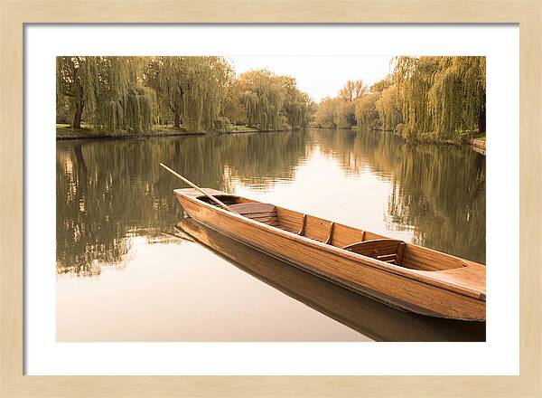Wooden Punt On Calm River