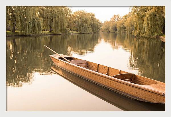 Wooden Punt On Calm River