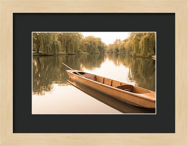 Wooden Punt On Calm River