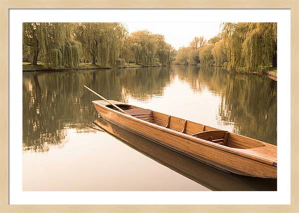 Wooden Punt On Calm River