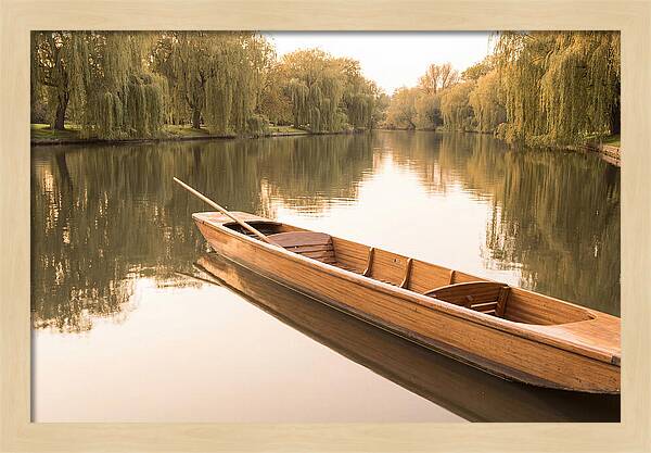 Wooden Punt On Calm River