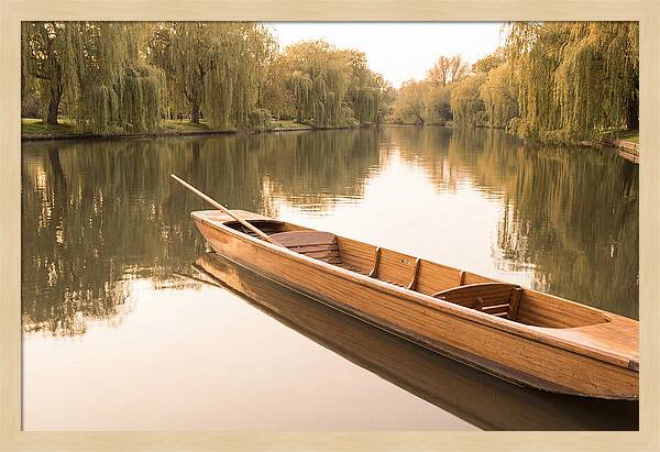 Wooden Punt On Calm River