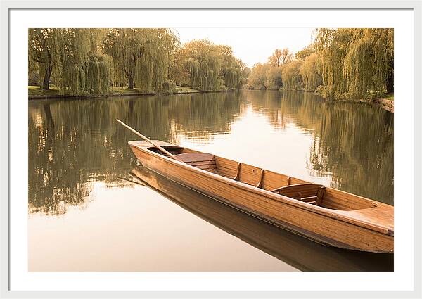 Wooden Punt On Calm River