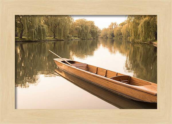 Wooden Punt On Calm River