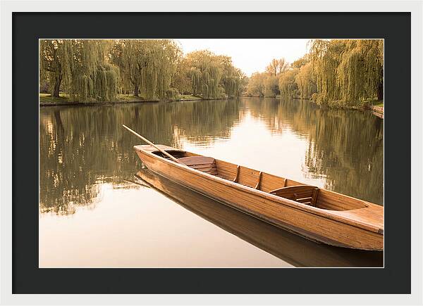 Wooden Punt On Calm River